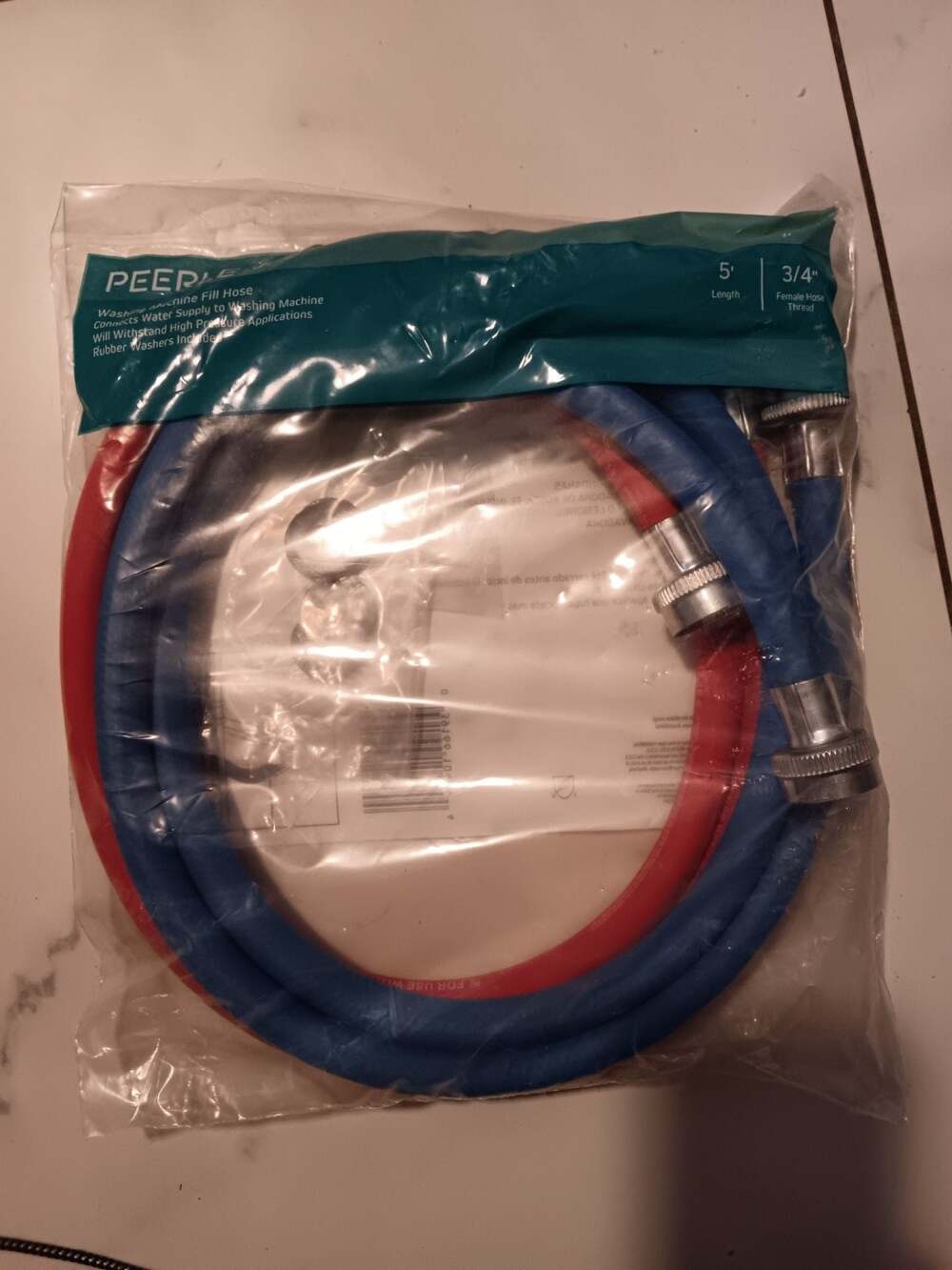 Washing Machine Fill Hose Pair 5ft 3/4 In. Female Hose Thread Hot and Cold